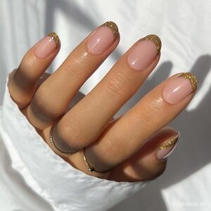 Glamnetic Starlight Short Round Press On Nails - Gold Glitter
